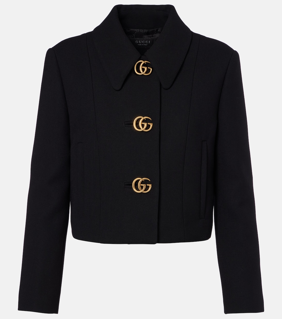 Double G cropped wool crêpe jacket | Gucci