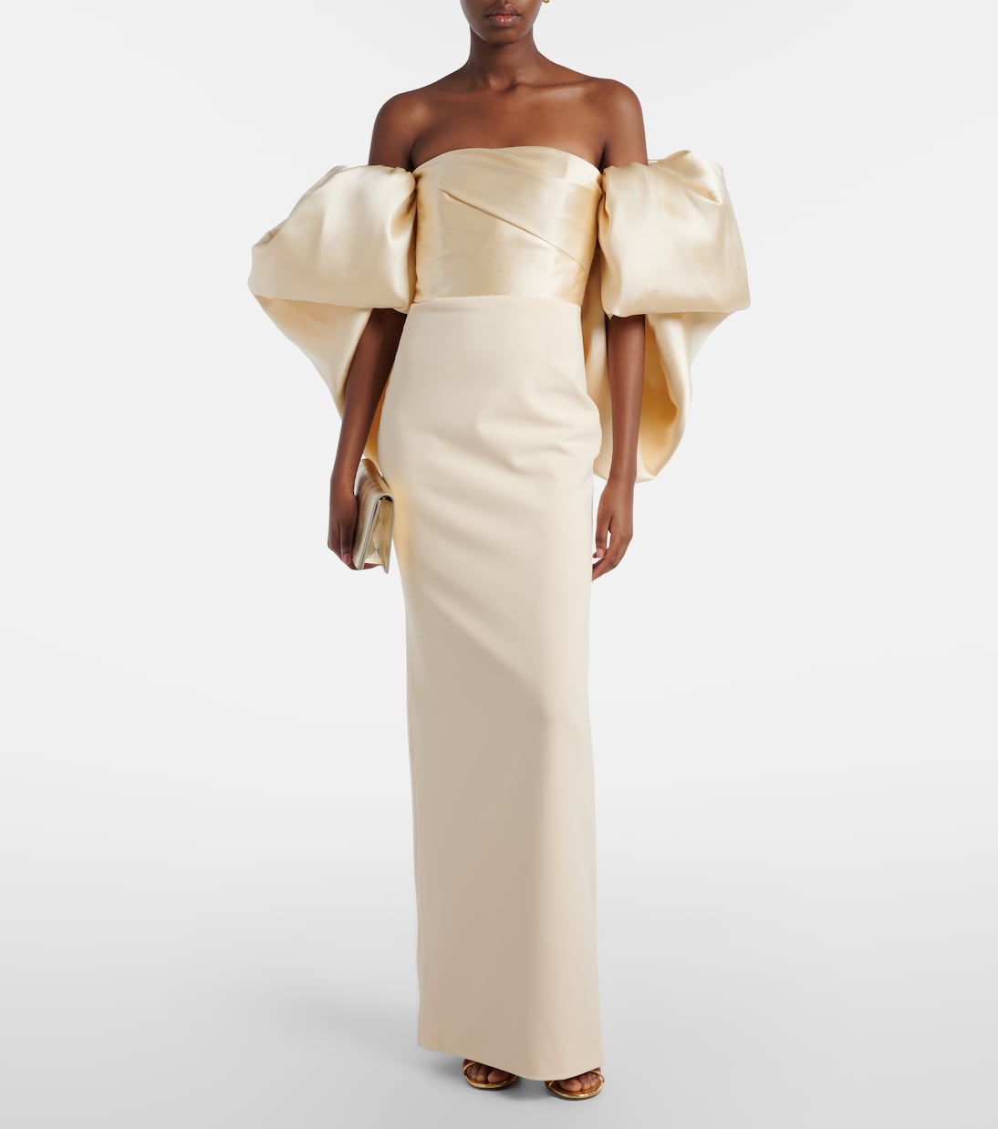 Floris strapless satin and crêpe gown | Solace London
