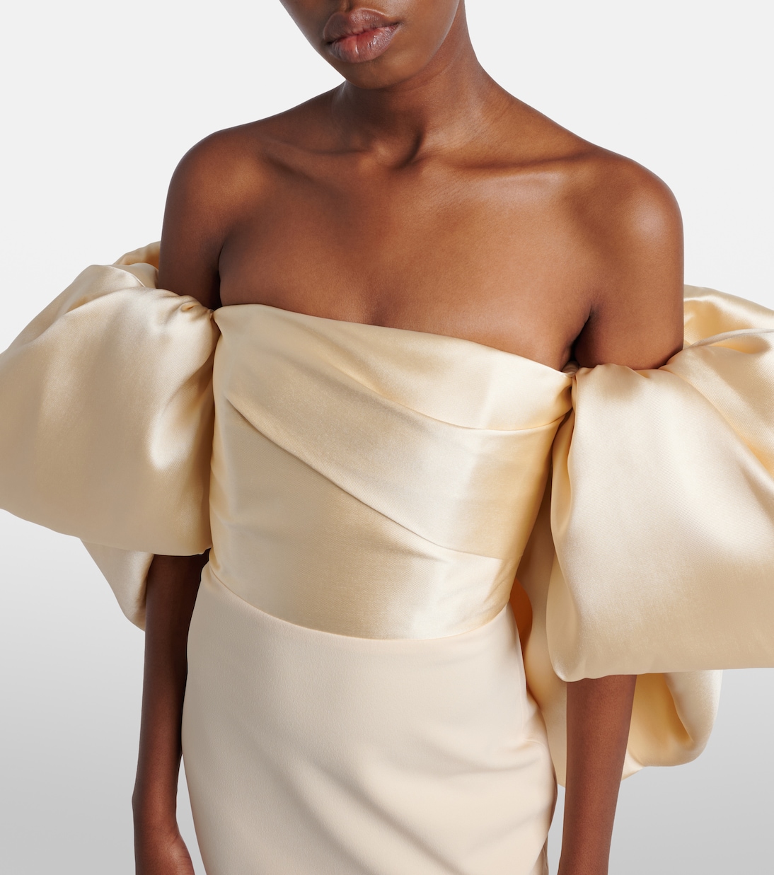 Floris strapless satin and crêpe gown | Solace London