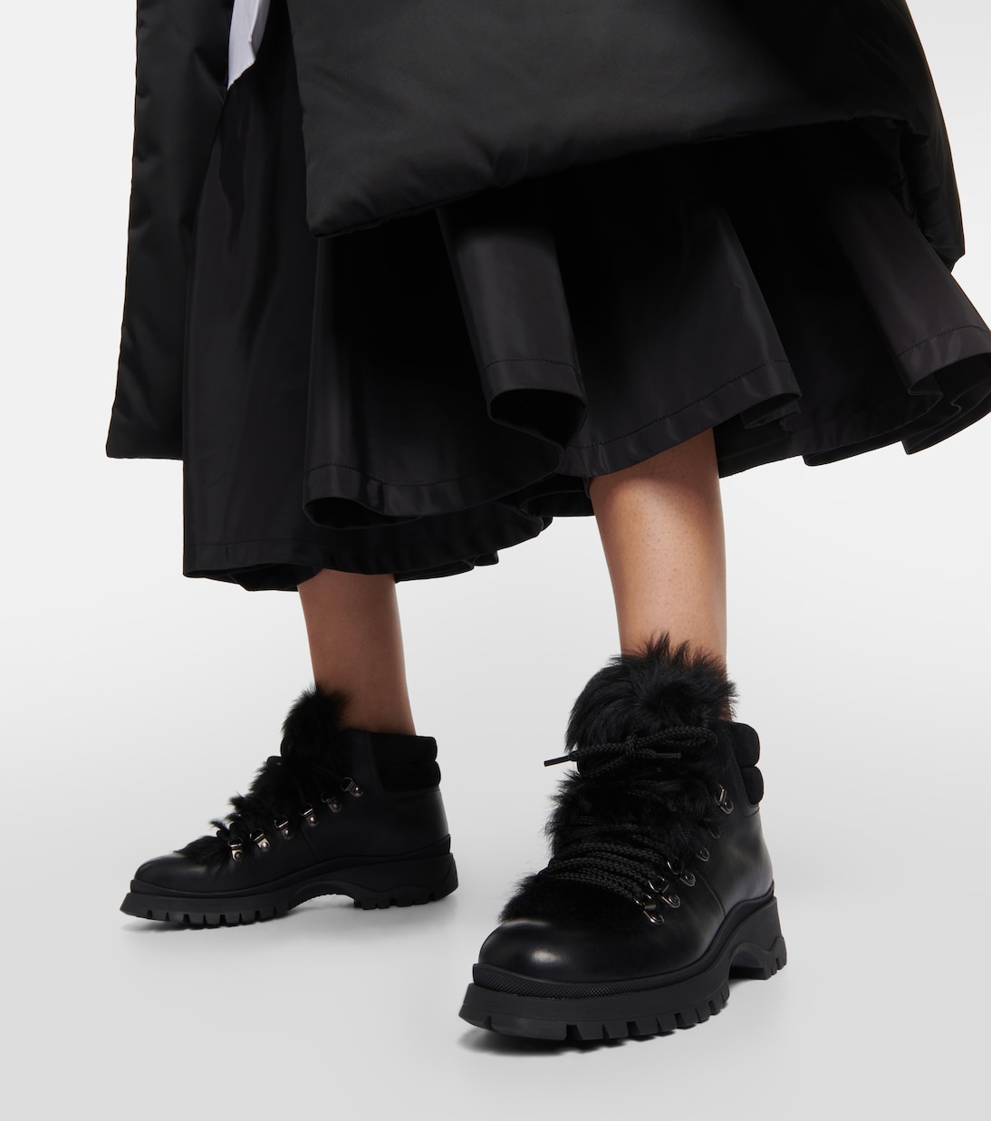 Stivaletti stringati in pelle | Prada