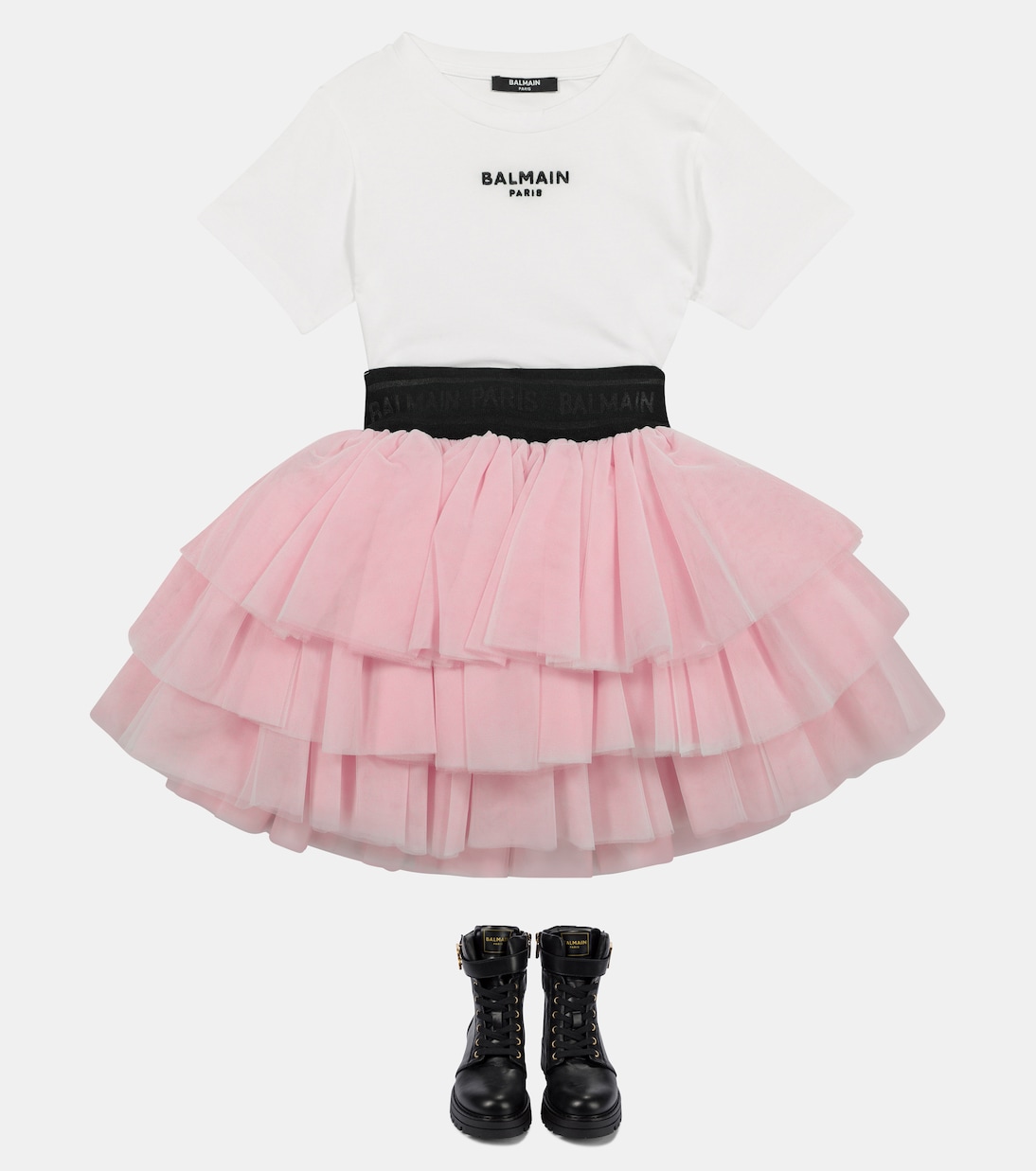 Tulle skirt in pink Balmain Kids Mytheresa