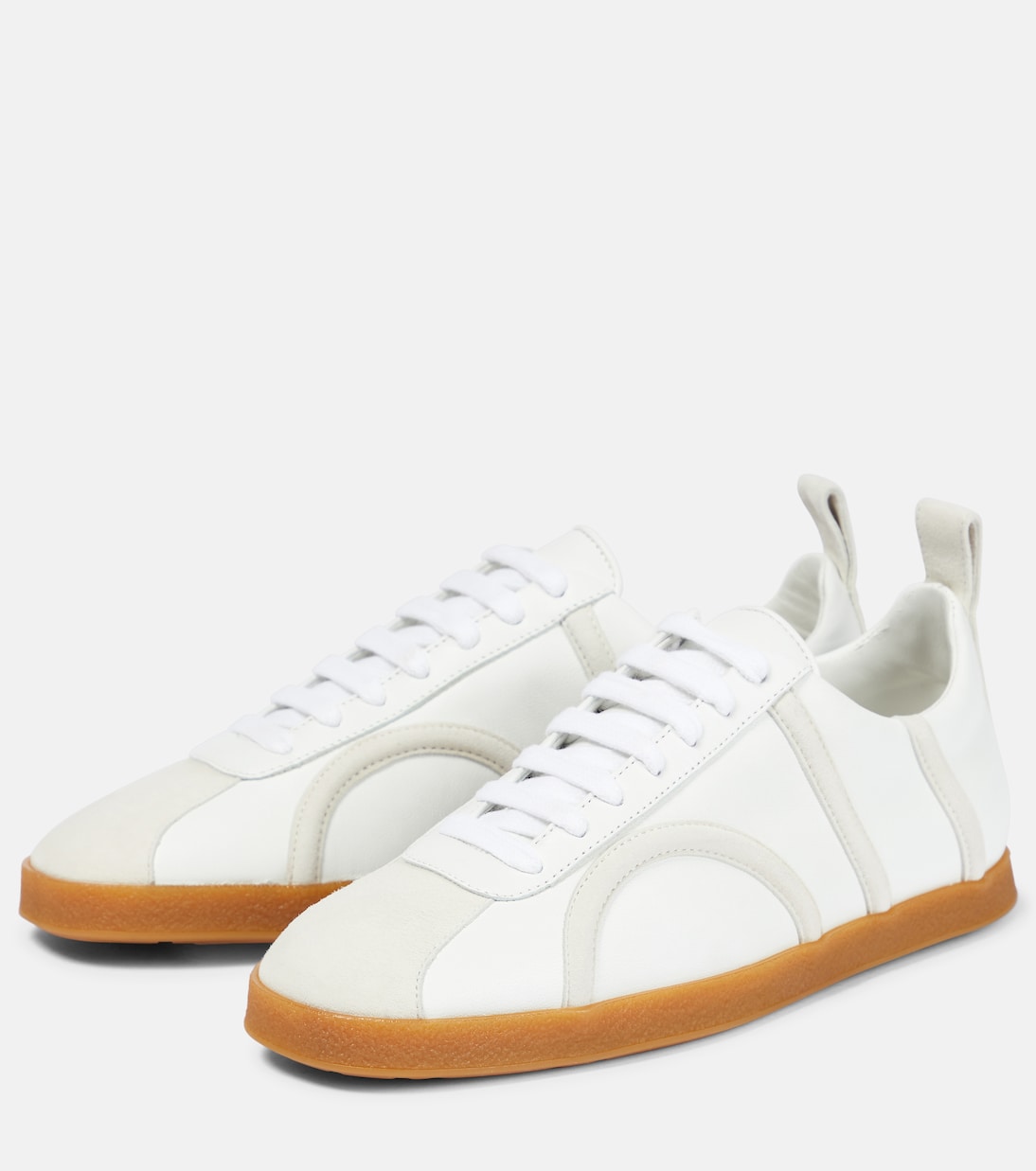 Suede-trimmed leather sneakers | Toteme