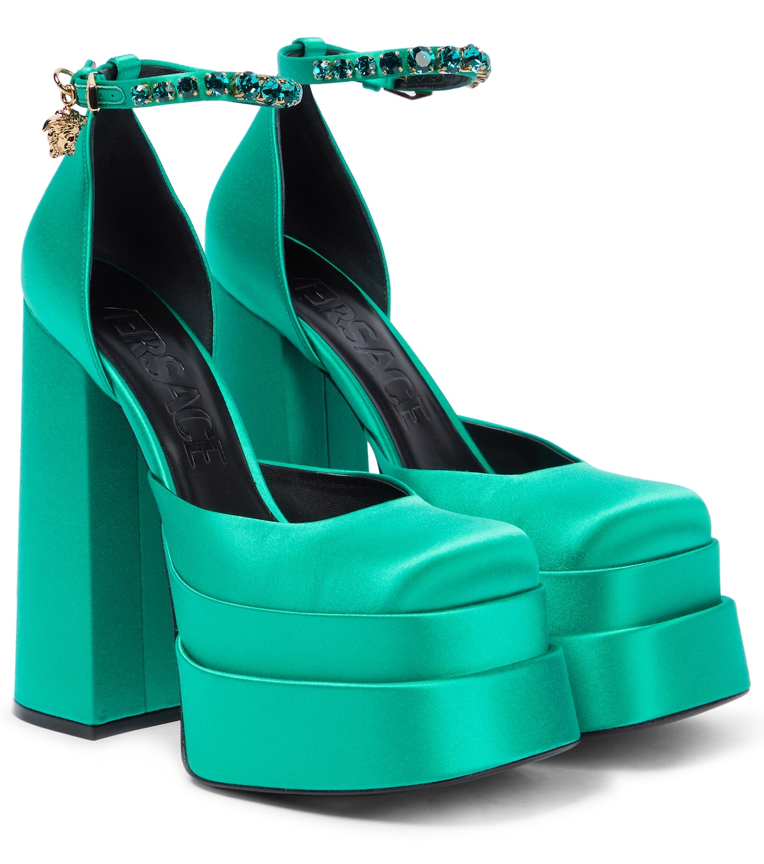 Escarpins Medusa Aevitas à plateau en satin | Versace