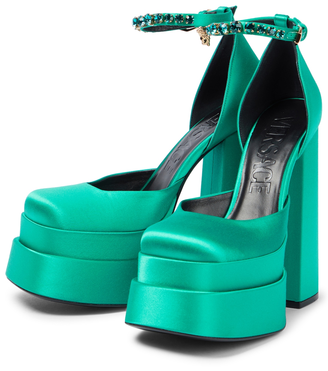 Escarpins Medusa Aevitas à plateau en satin | Versace