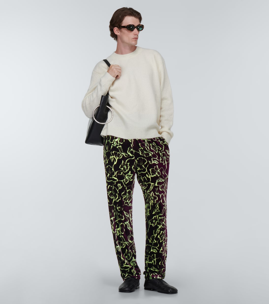 Pantaloni in misto seta con stampa | Dries Van Noten