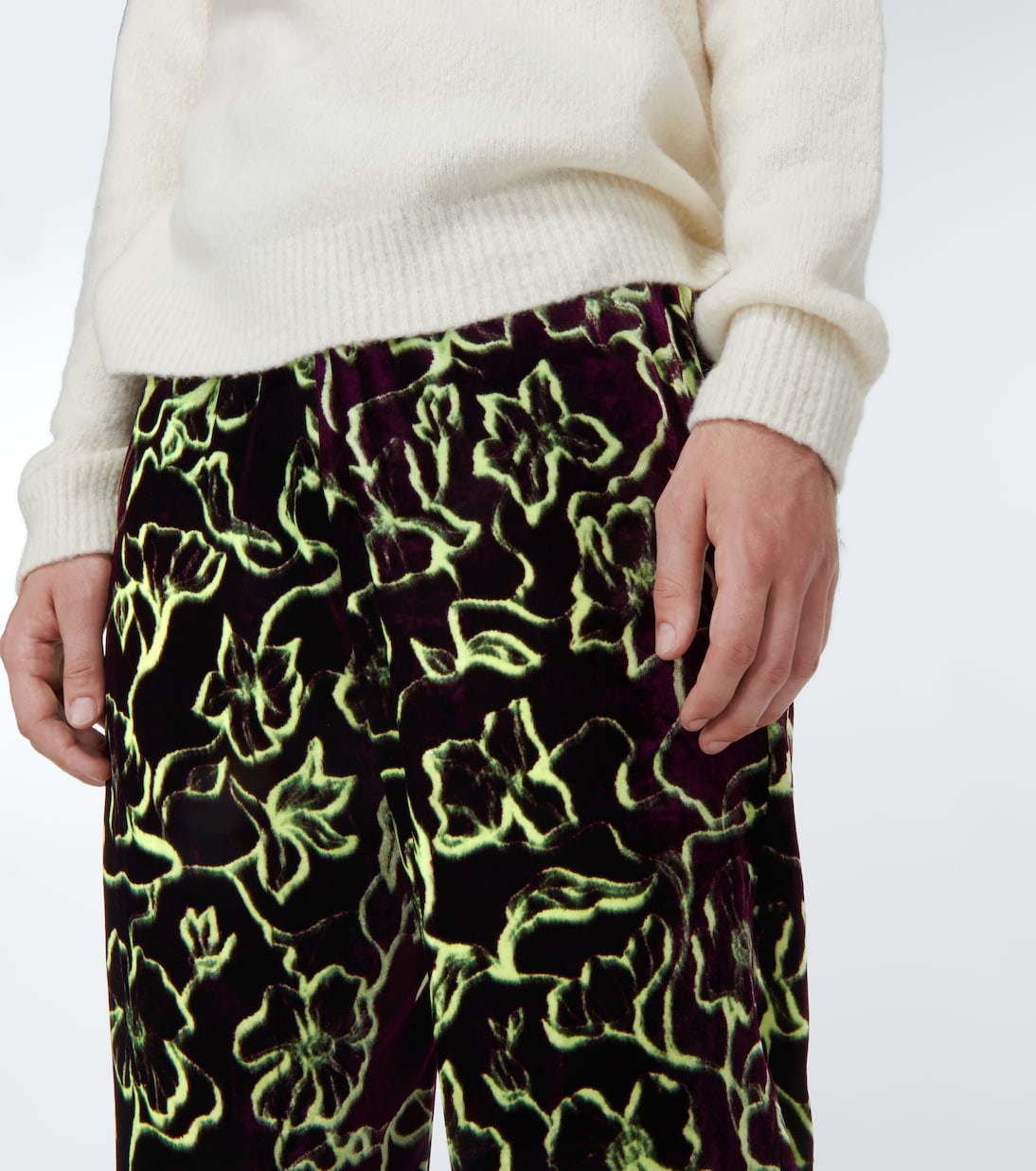 Pantaloni in misto seta con stampa | Dries Van Noten