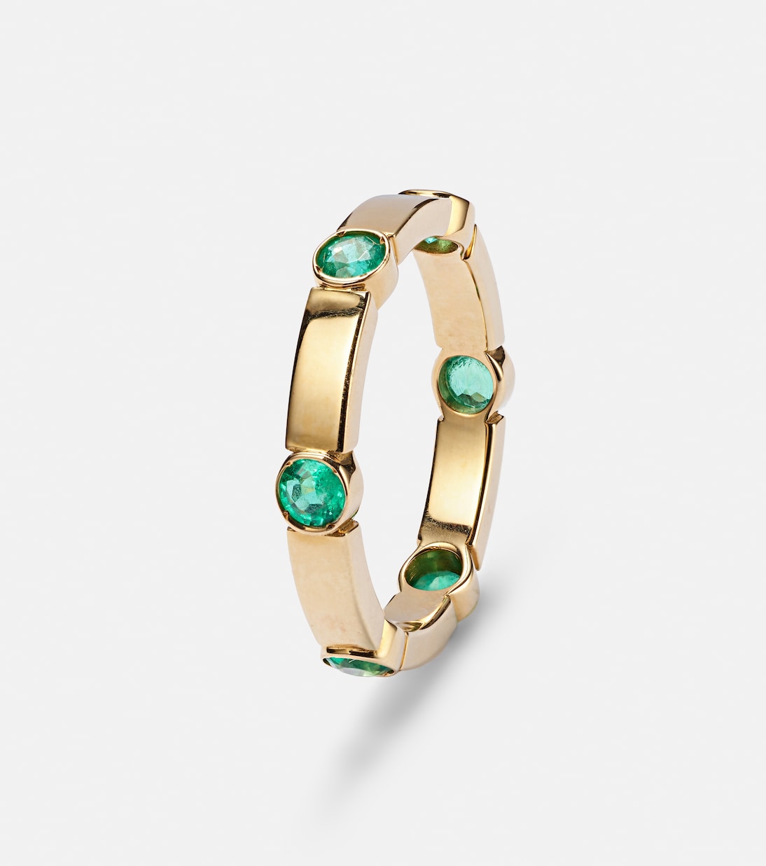 Bague Stepping Stone en or jaune 18 ct et émeraudes | Ileana Makri