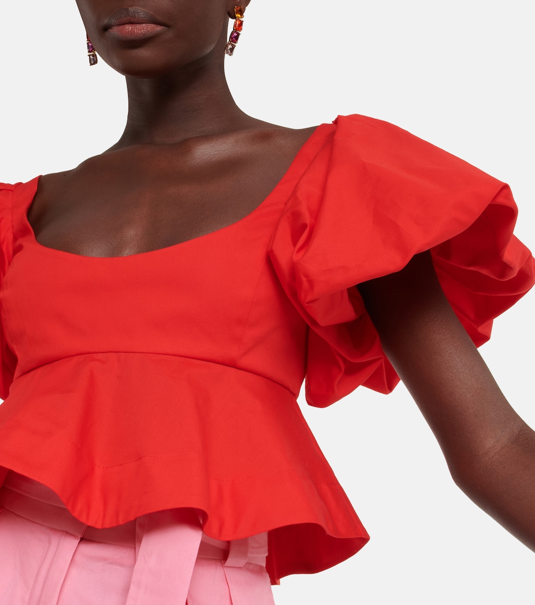 Peplum cotton crop top | Oscar de la Renta
