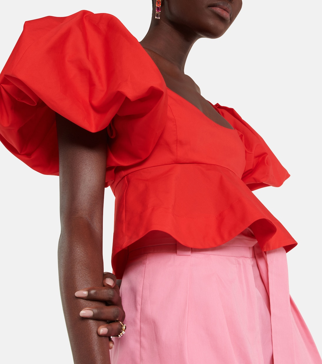 Peplum cotton crop top | Oscar de la Renta