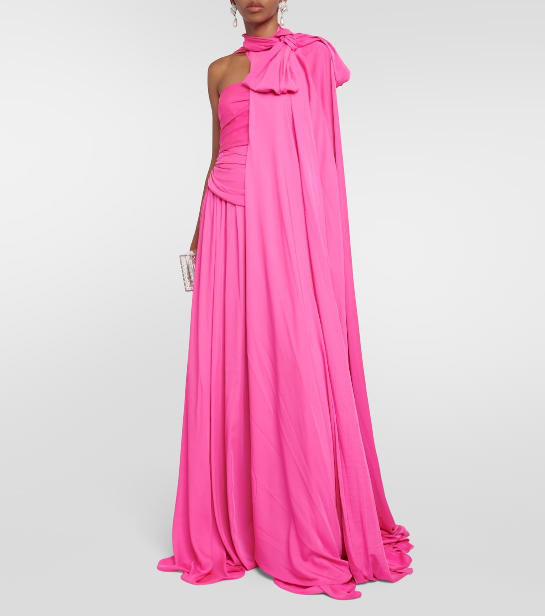 Draped chiffon cape gown | Safiyaa