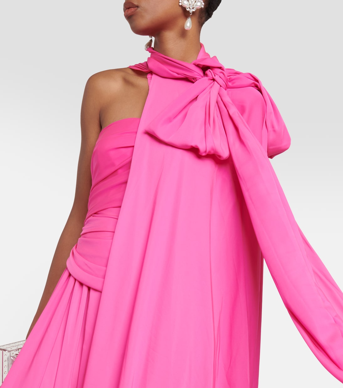 Draped chiffon cape gown | Safiyaa