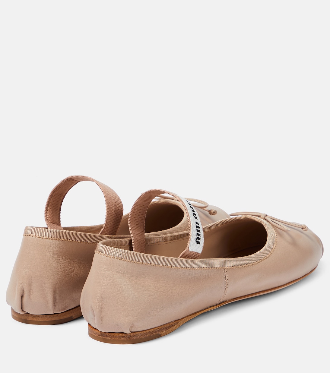 Ballerine in pelle con logo | Miu Miu