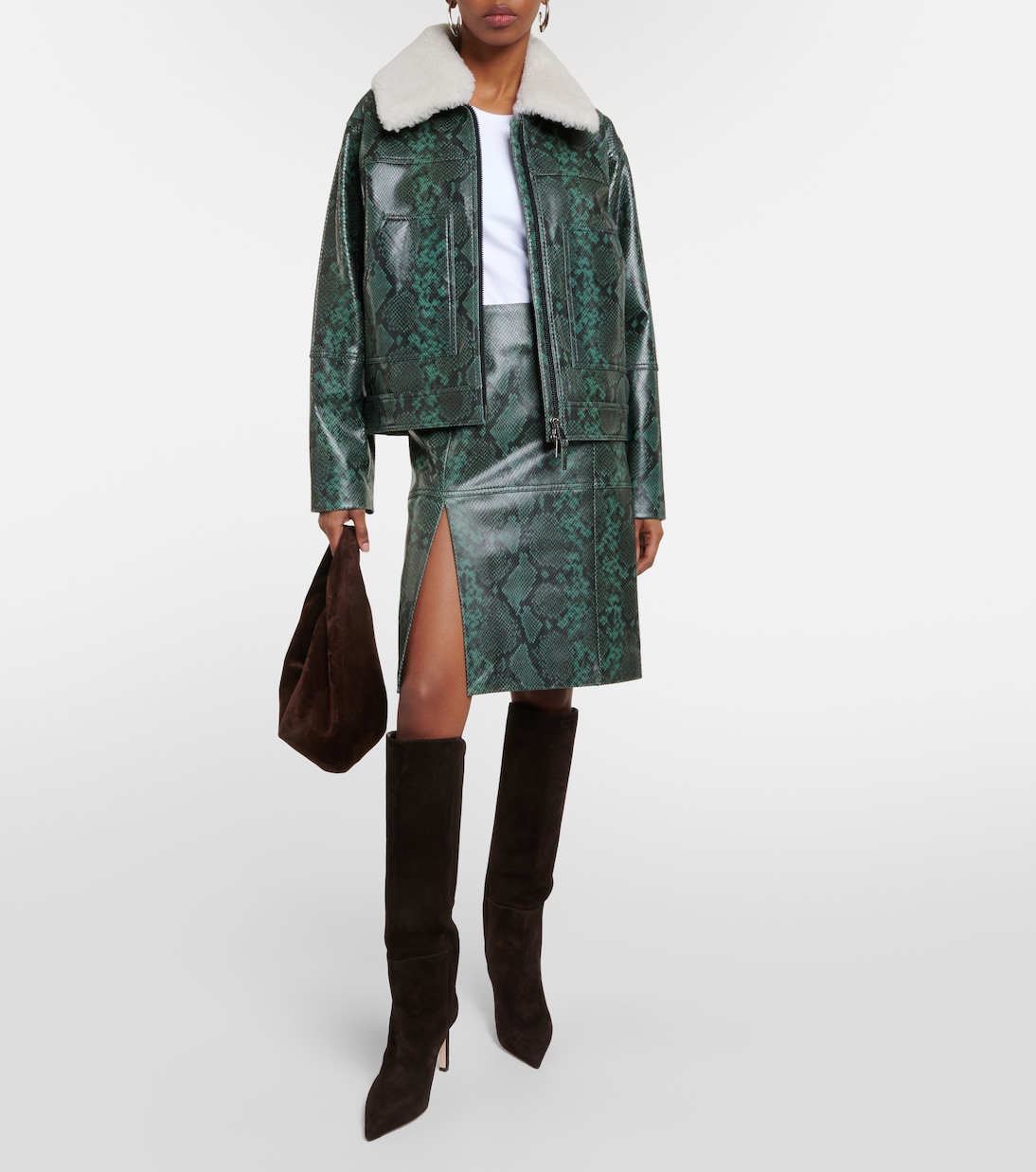 Jupe midi Urban Jungle en cuir | Dorothee Schumacher
