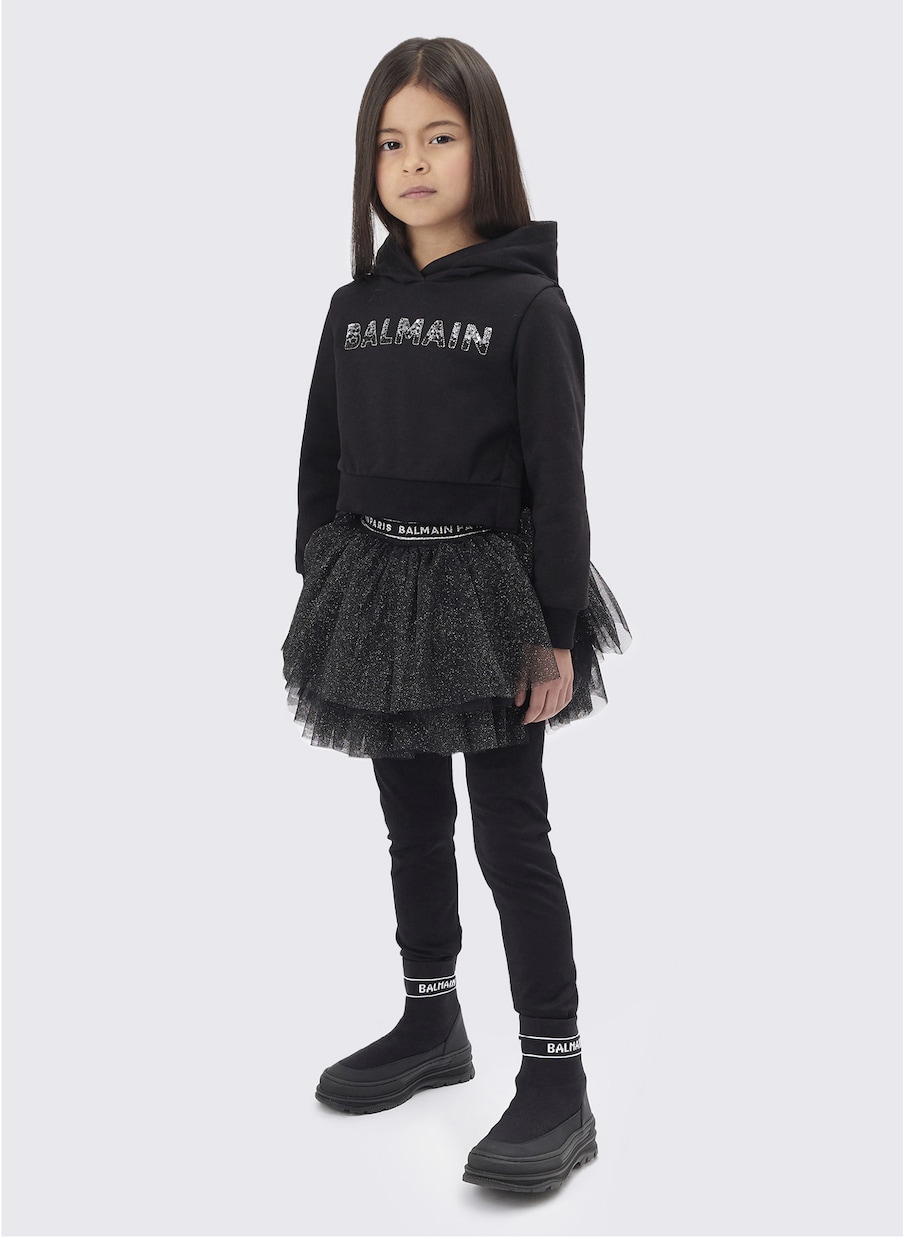 Tulle and jersey leggings | Balmain Kids