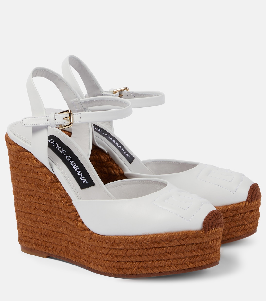 Espadrilles compensées en cuir à logo | Dolce&Gabbana