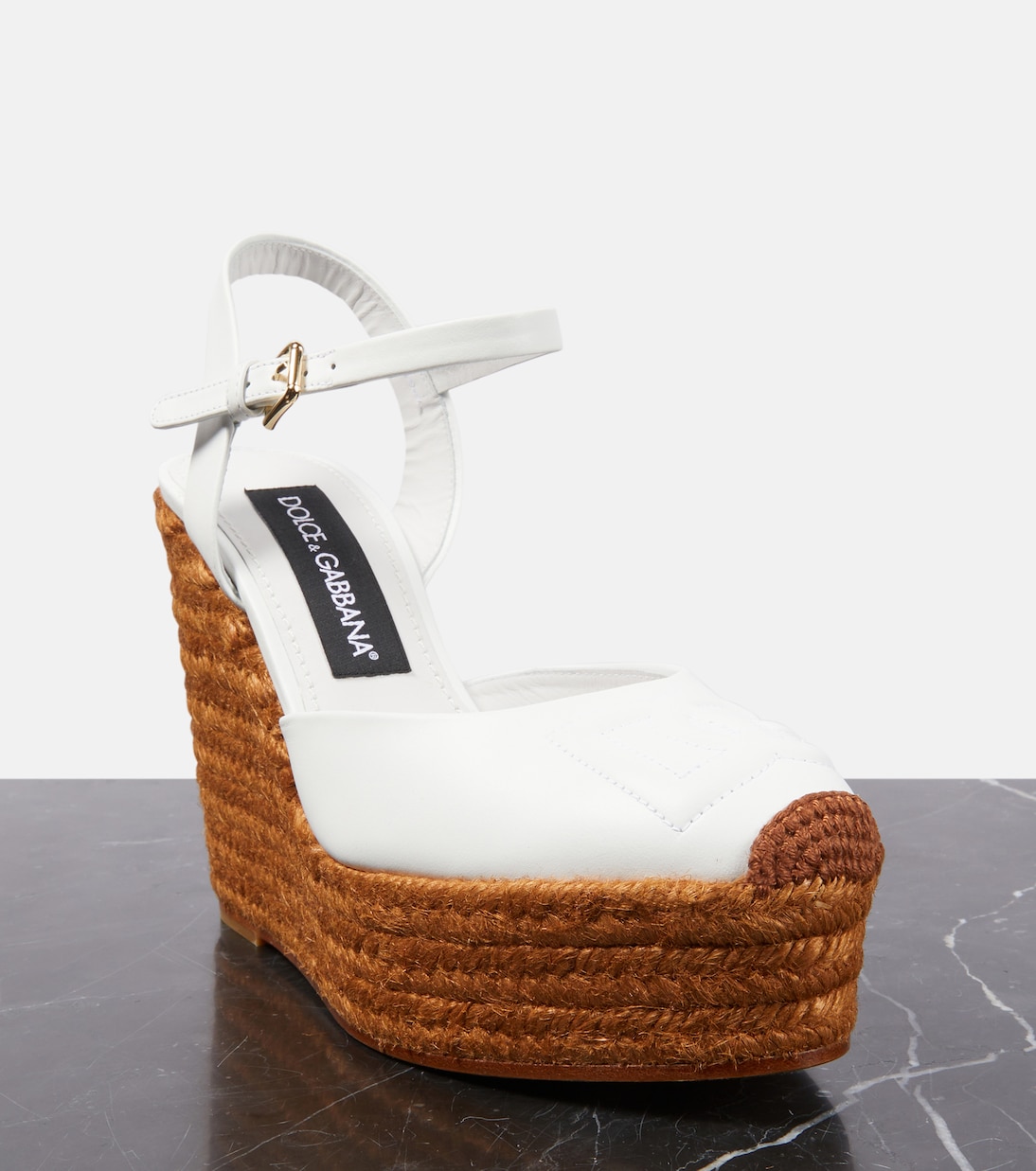 Espadrilles compensées en cuir à logo | Dolce&Gabbana