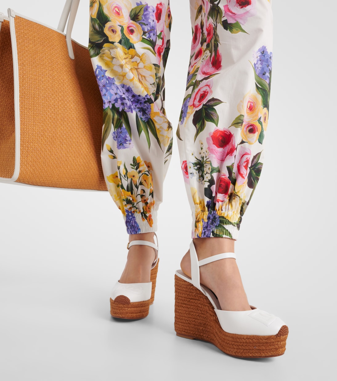 Espadrilles compensées en cuir à logo | Dolce&Gabbana