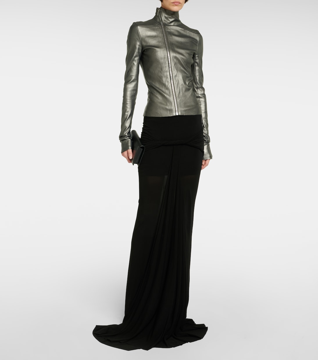 Metallic leather and cotton jacket  | Rick Owens