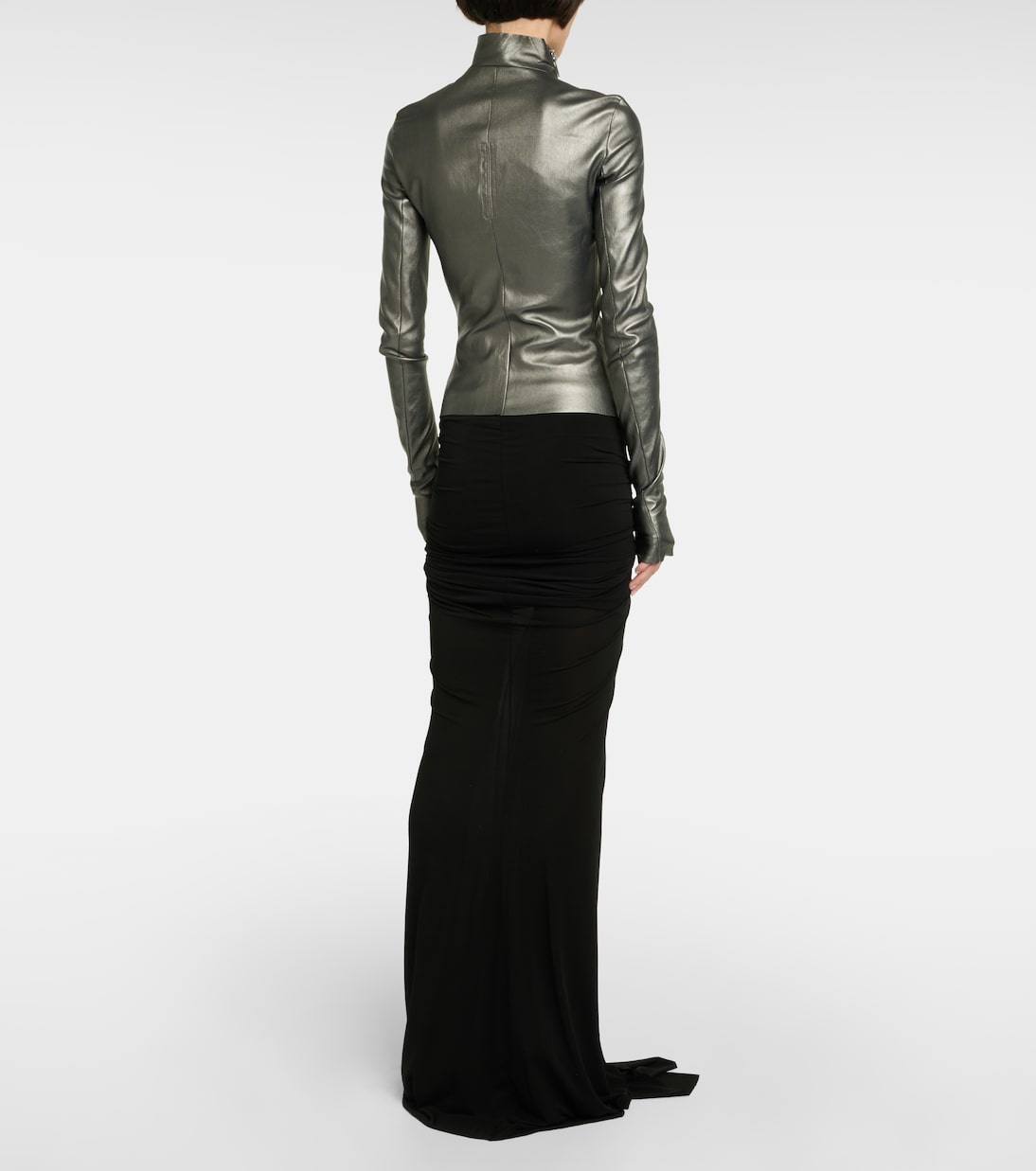Metallic leather and cotton jacket  | Rick Owens