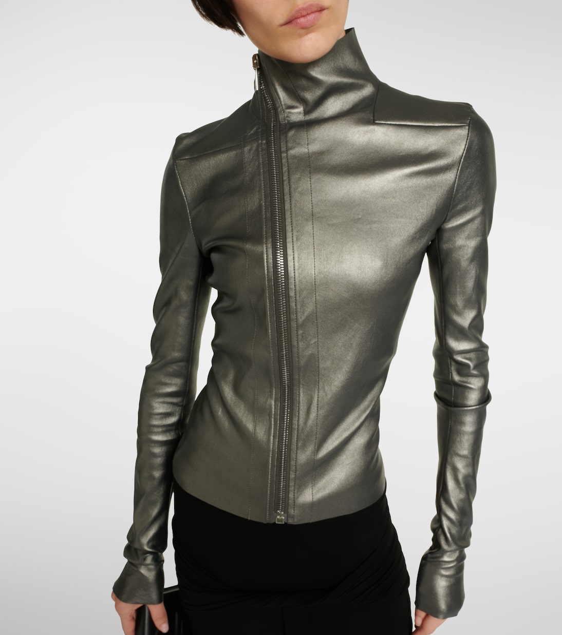 Metallic leather and cotton jacket  | Rick Owens