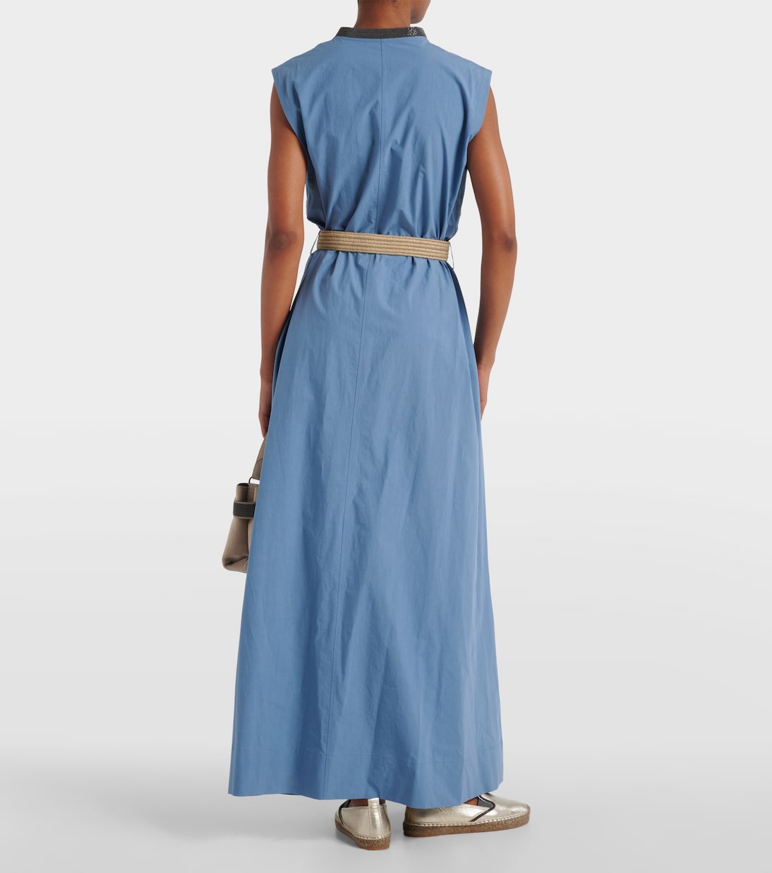 Verziertes Maxikleid aus Baumwollpopeline | Brunello Cucinelli