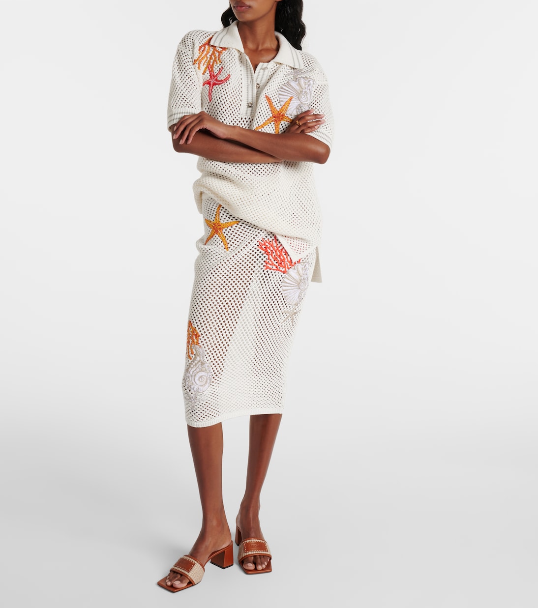 Gonna midi in crochet di cotone  | Versace