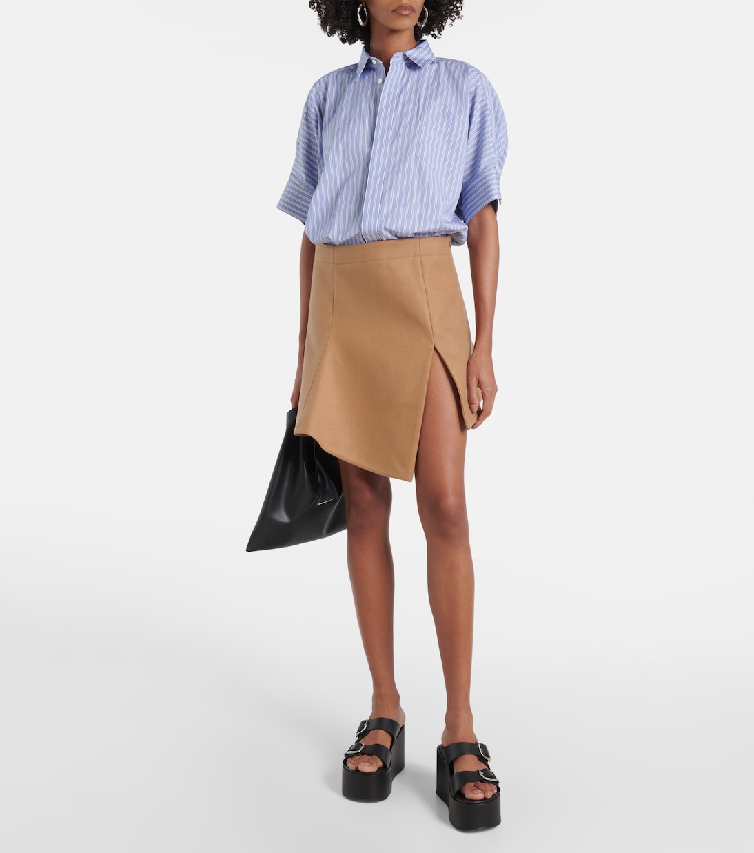Robe midi Melton en laine et coton | Sacai