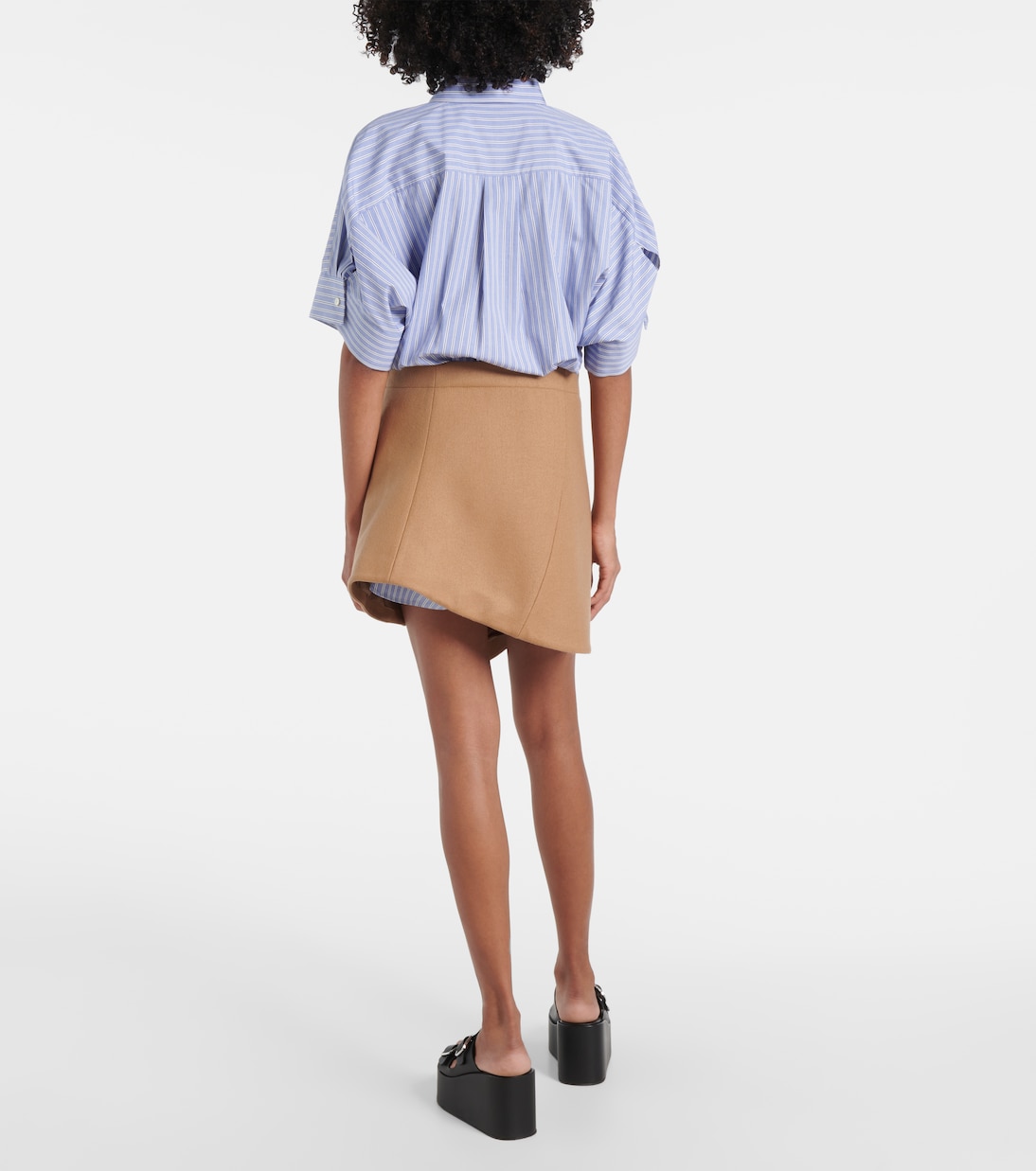 Robe midi Melton en laine et coton | Sacai