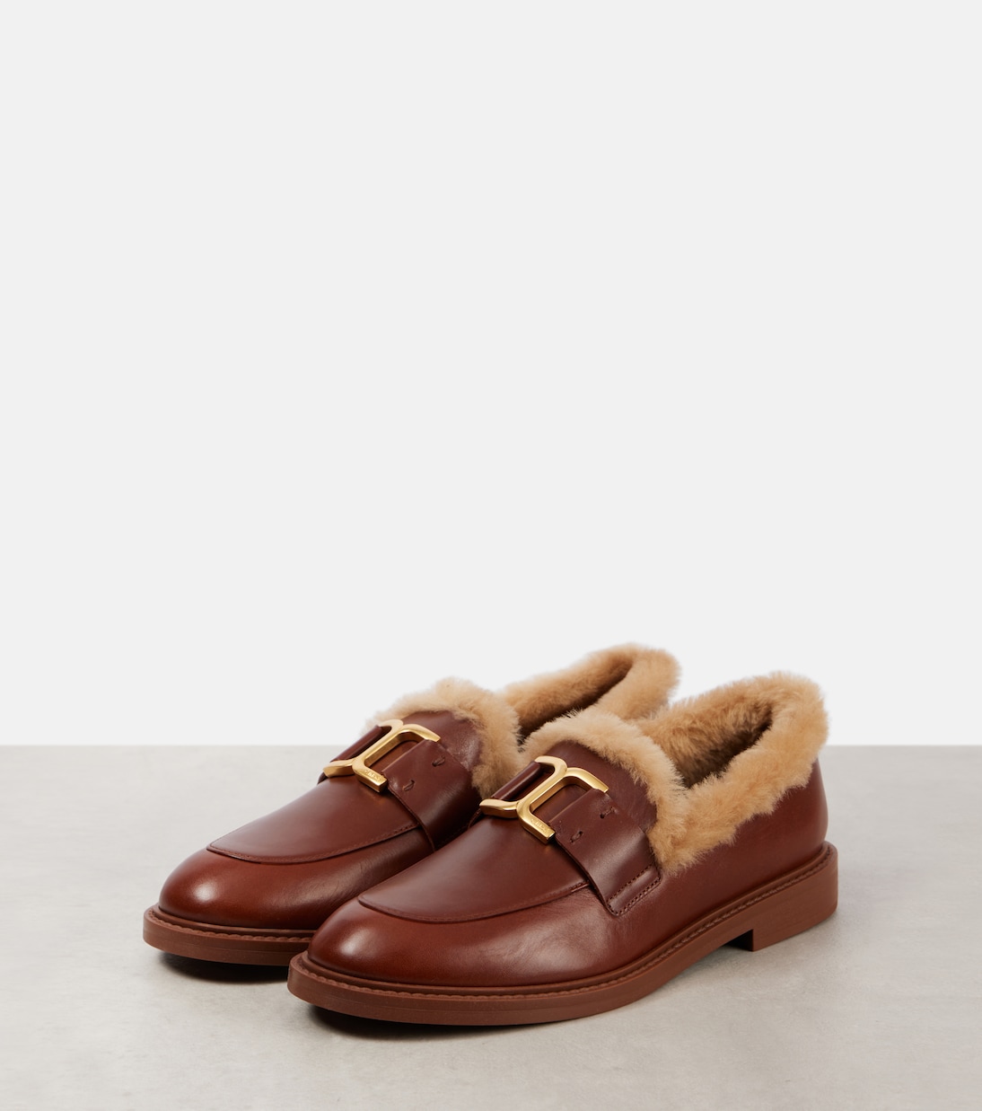 Loafers Marcie aus Leder mit Shearling | Chloé