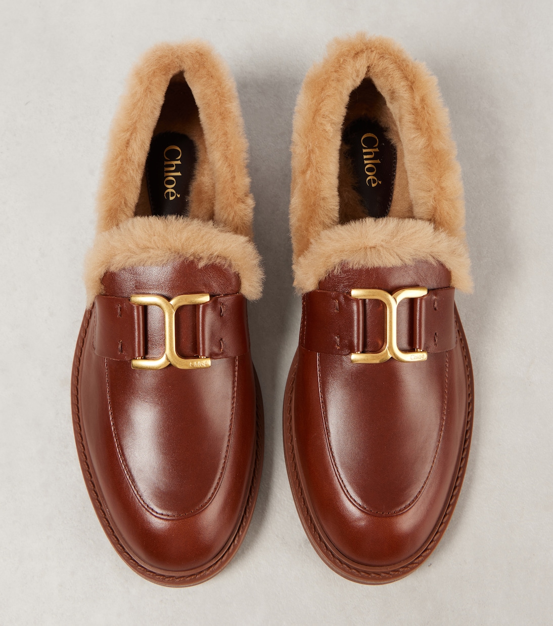 Loafers Marcie aus Leder mit Shearling | Chloé