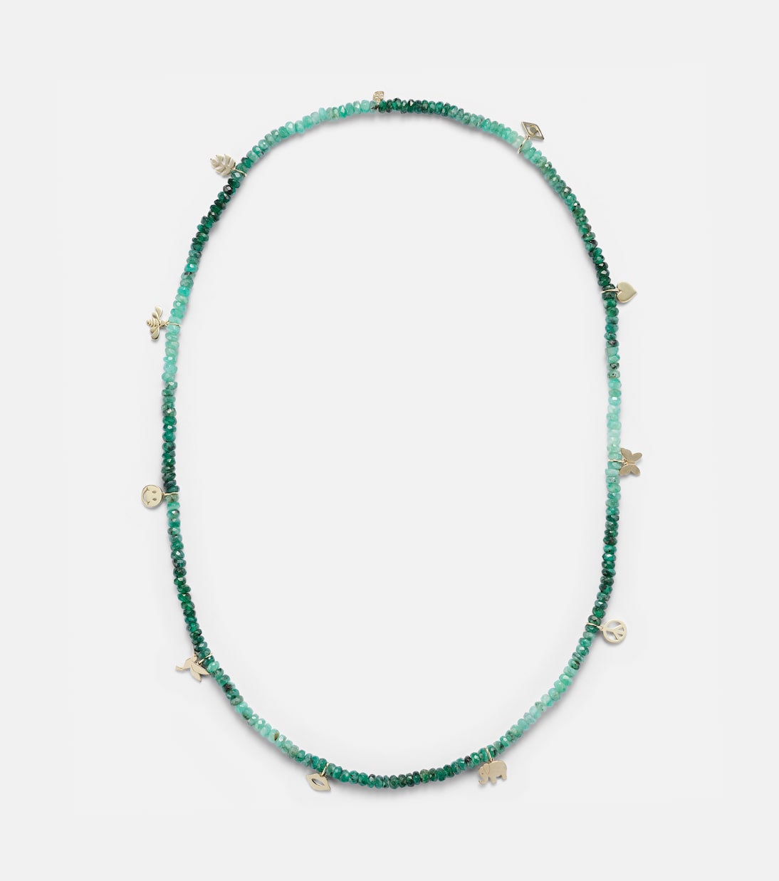 Collana in oro 14kt SYDNEY EVAN con charm e dettagli in smeraldo per uno stile giovane e raffinato