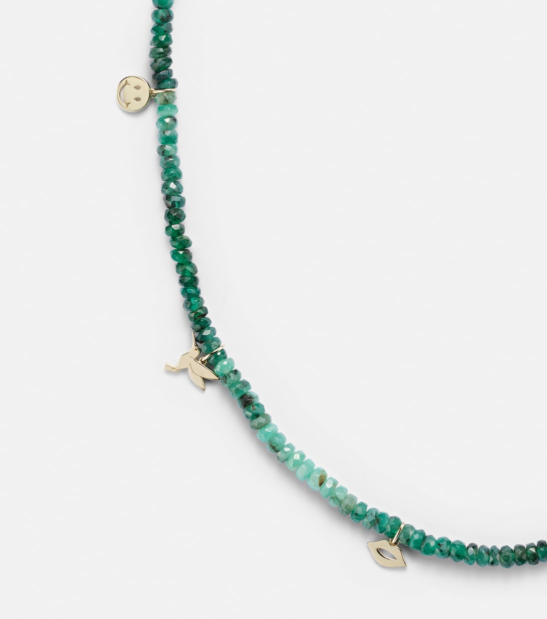 Collana in oro 14kt SYDNEY EVAN con charm e dettagli in smeraldo per uno stile giovane e raffinato