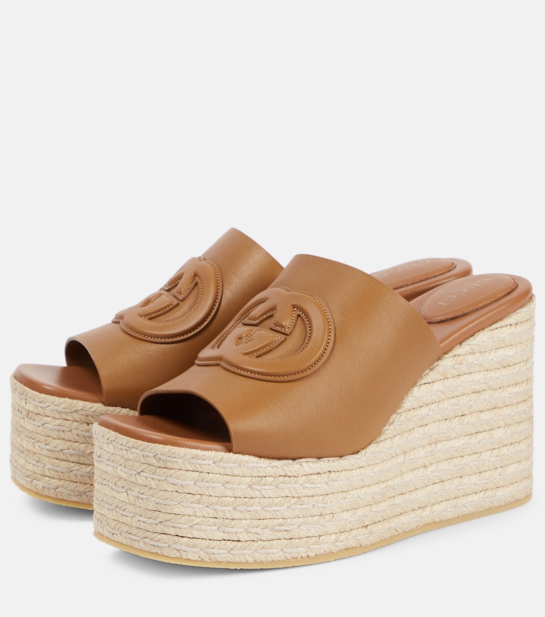 Alpargatas con cuña de piel con GG | Gucci