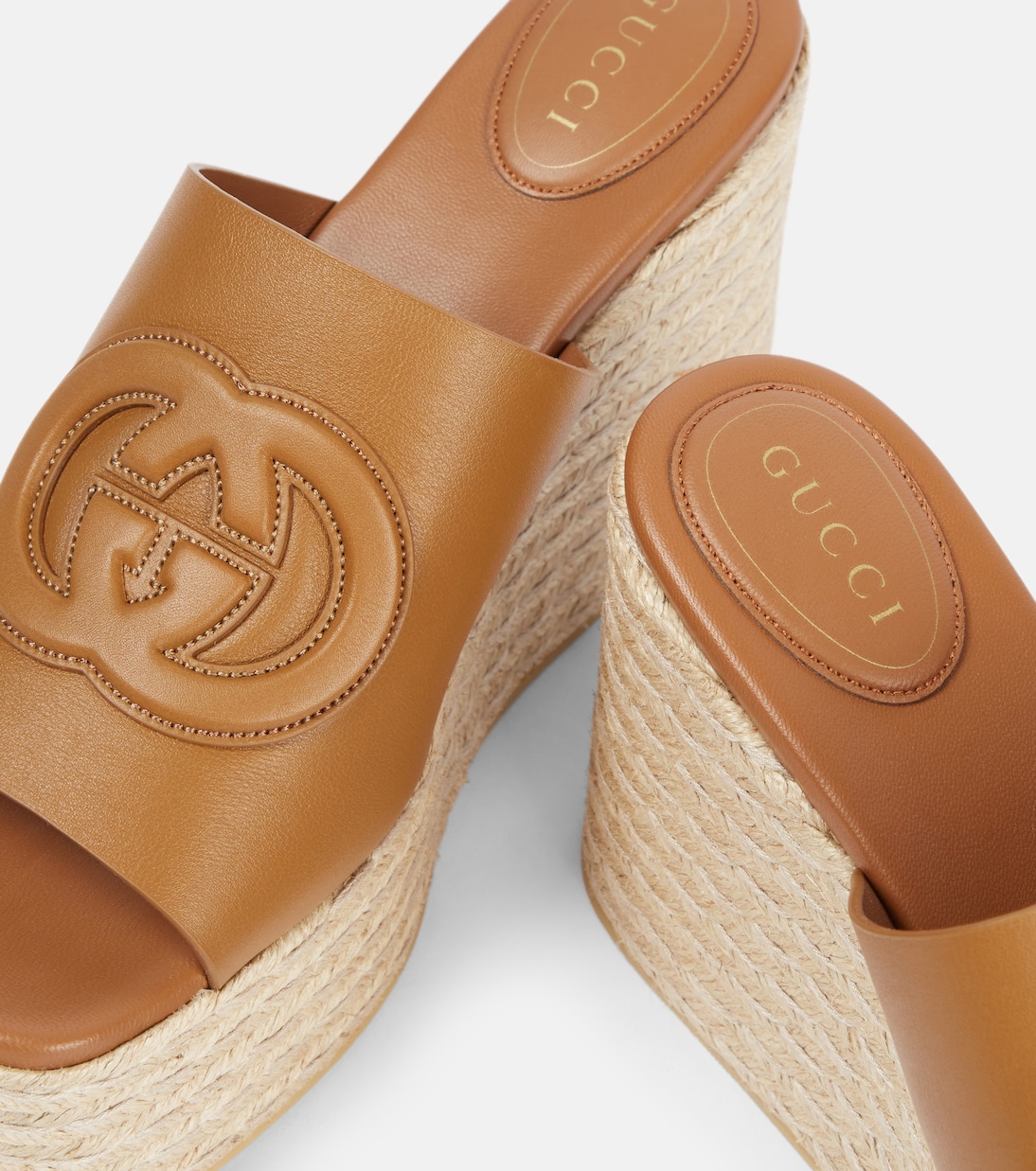 Alpargatas con cuña de piel con GG | Gucci