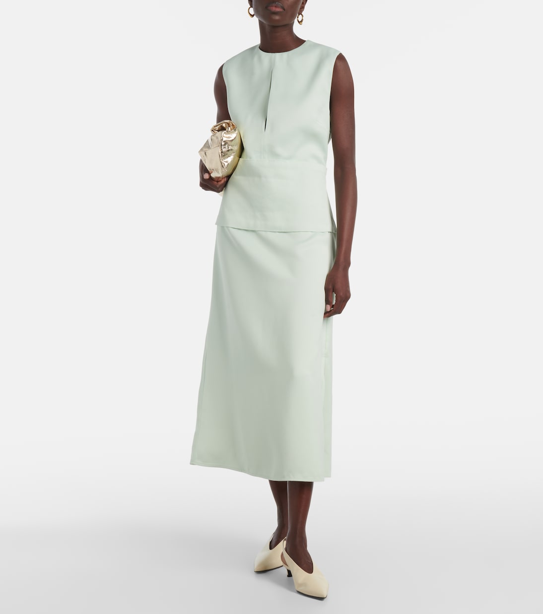 Abito midi in raso con cut-out | Jil Sander