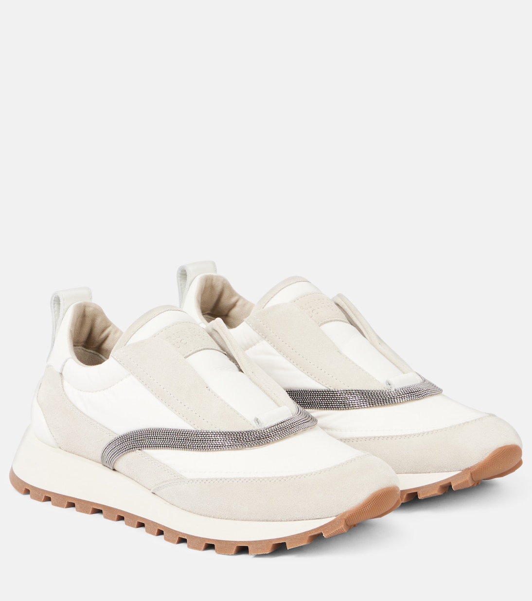 Sneakers con pelle e monili | Brunello Cucinelli