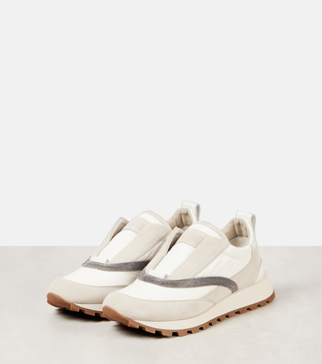 Sneakers con pelle e monili | Brunello Cucinelli