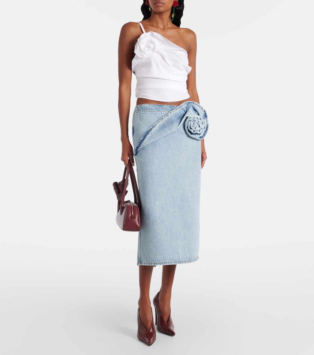 Floral-appliqué draped one-shoulder top | Magda Butrym