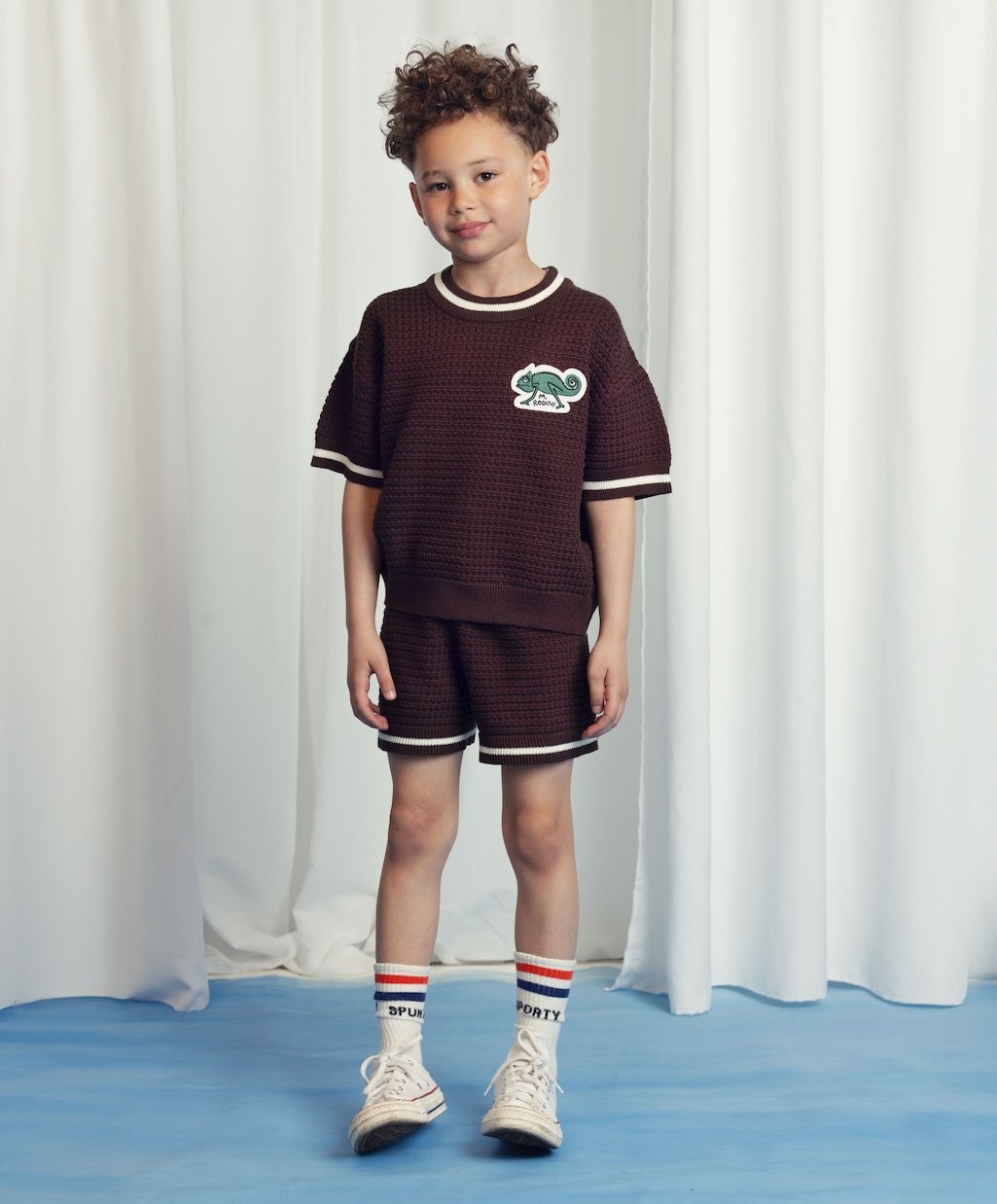 Patch-appliqué cotton crochet top | Mini Rodini