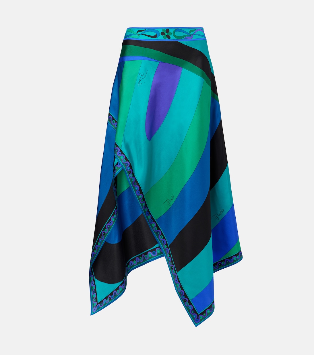 Iride asymmetric silk midi skirt | Pucci