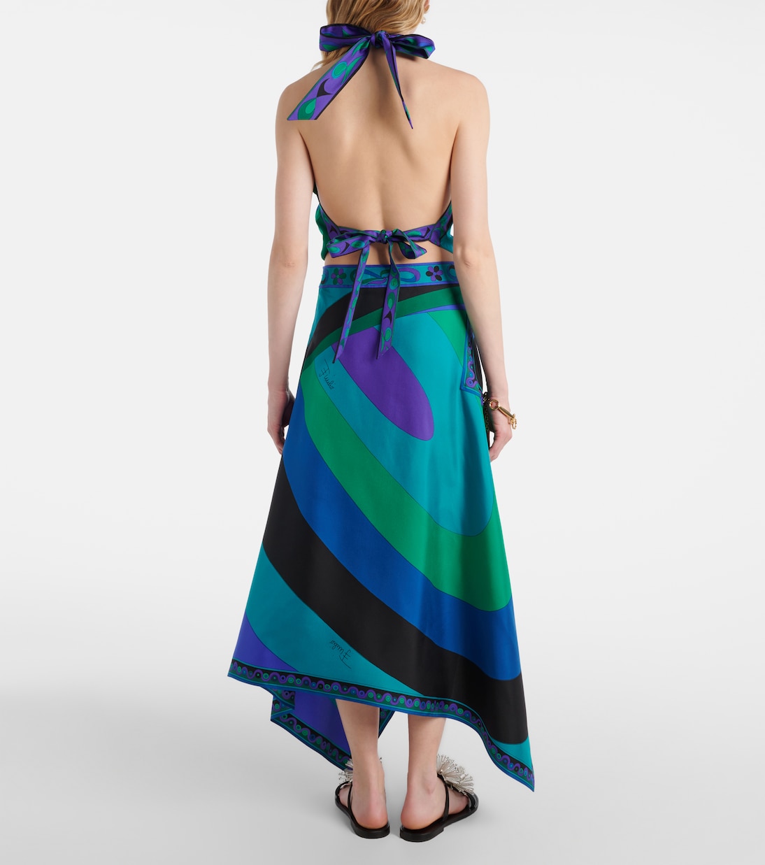 Iride asymmetric silk midi skirt | Pucci