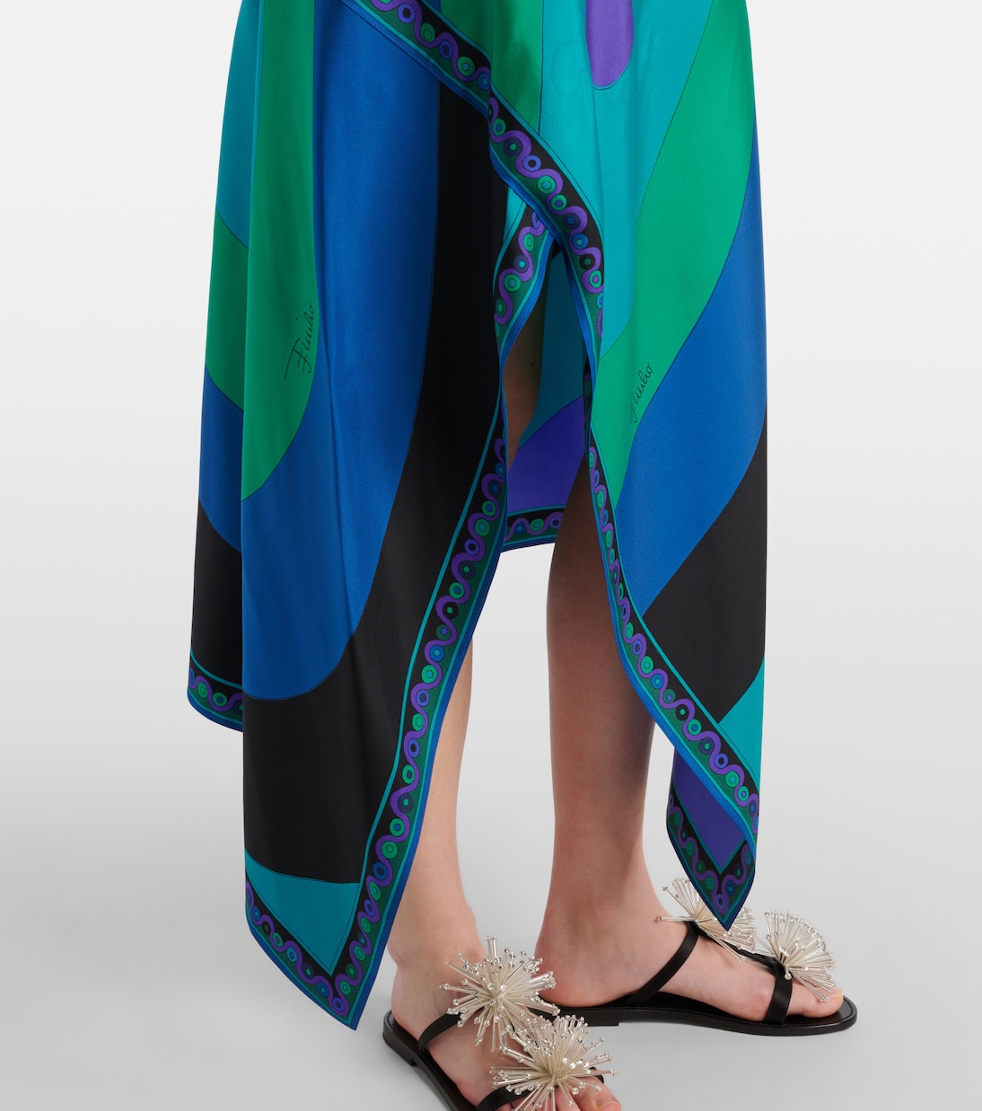 Iride asymmetric silk midi skirt | Pucci