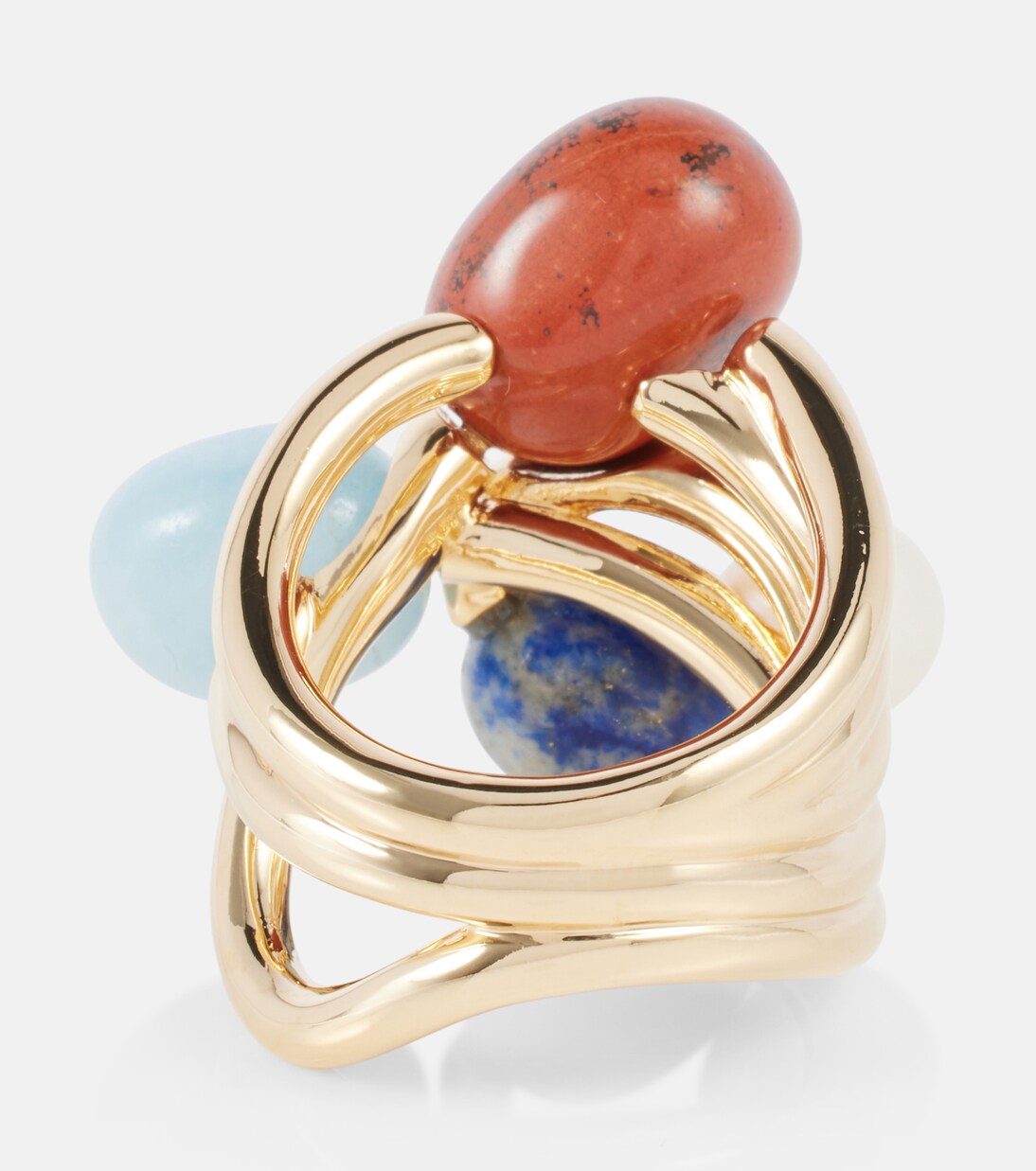 Anello ZIMMERMANN placcato oro con gemme, stile giovanile e luminoso