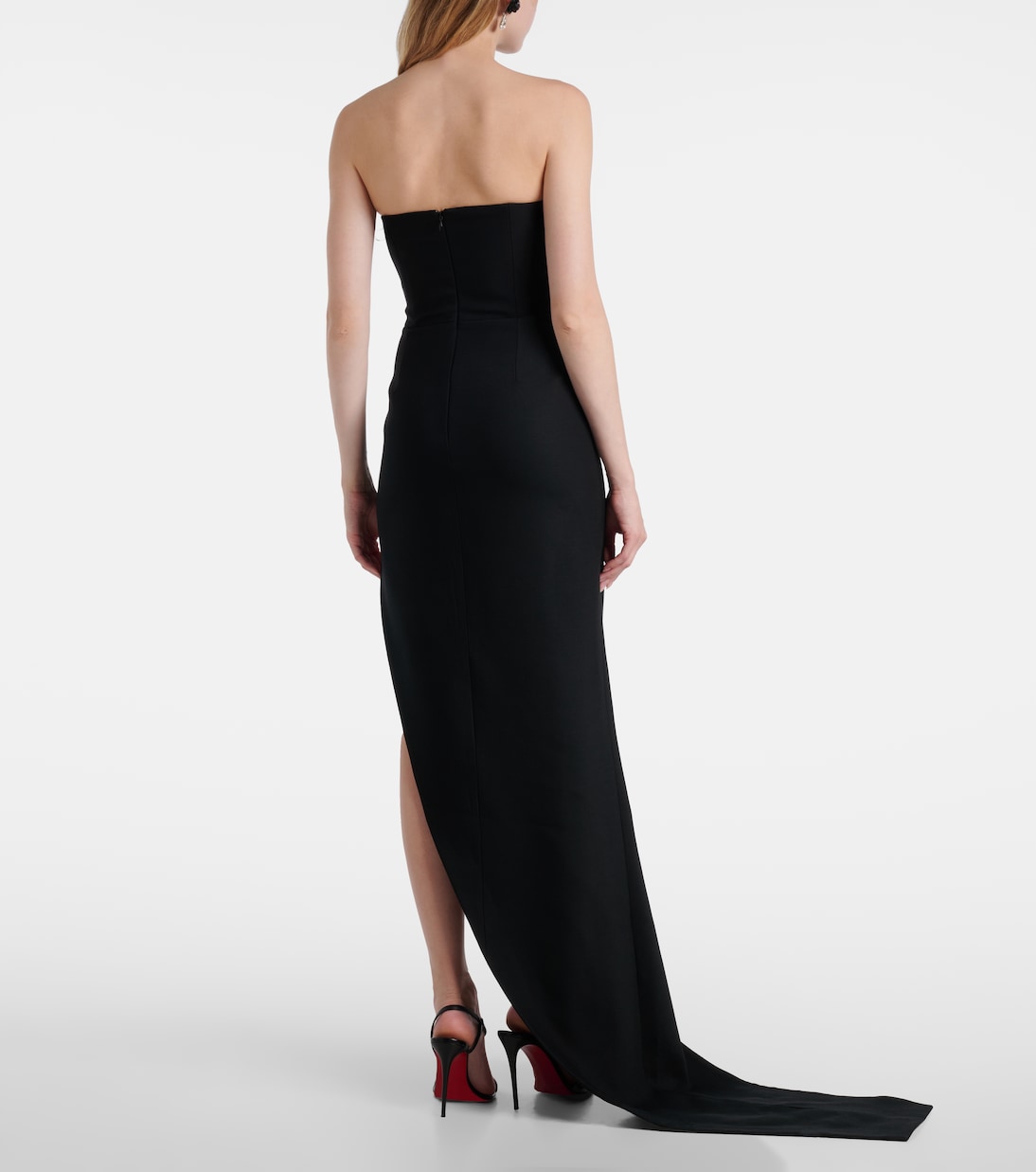 Robe longue asymétrique en laine mélangée | David Koma