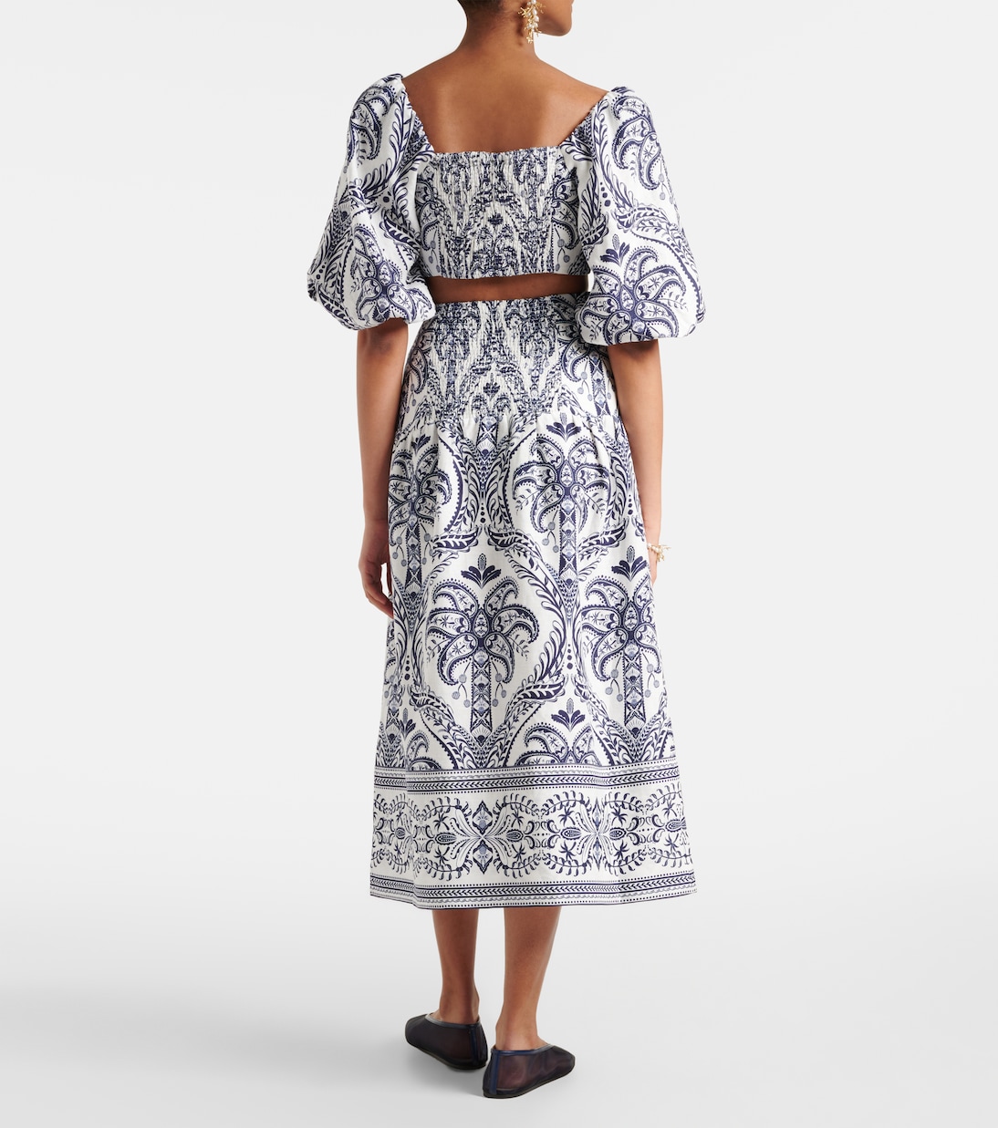 Jupe midi Tropical Cameo imprimée en lin | Farm Rio