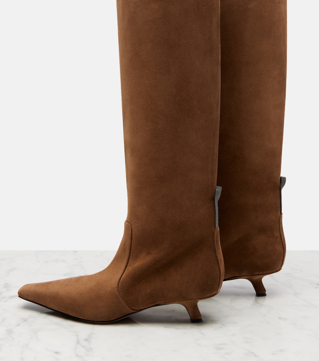 Monili suede knee-high boots | Brunello Cucinelli