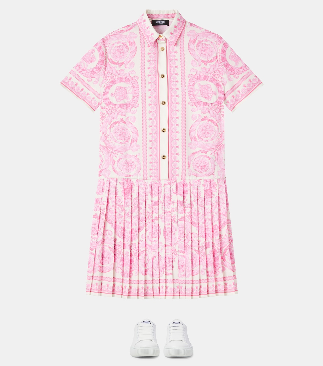 Hemdblusenkleid Barocco aus Twill | Versace Kids