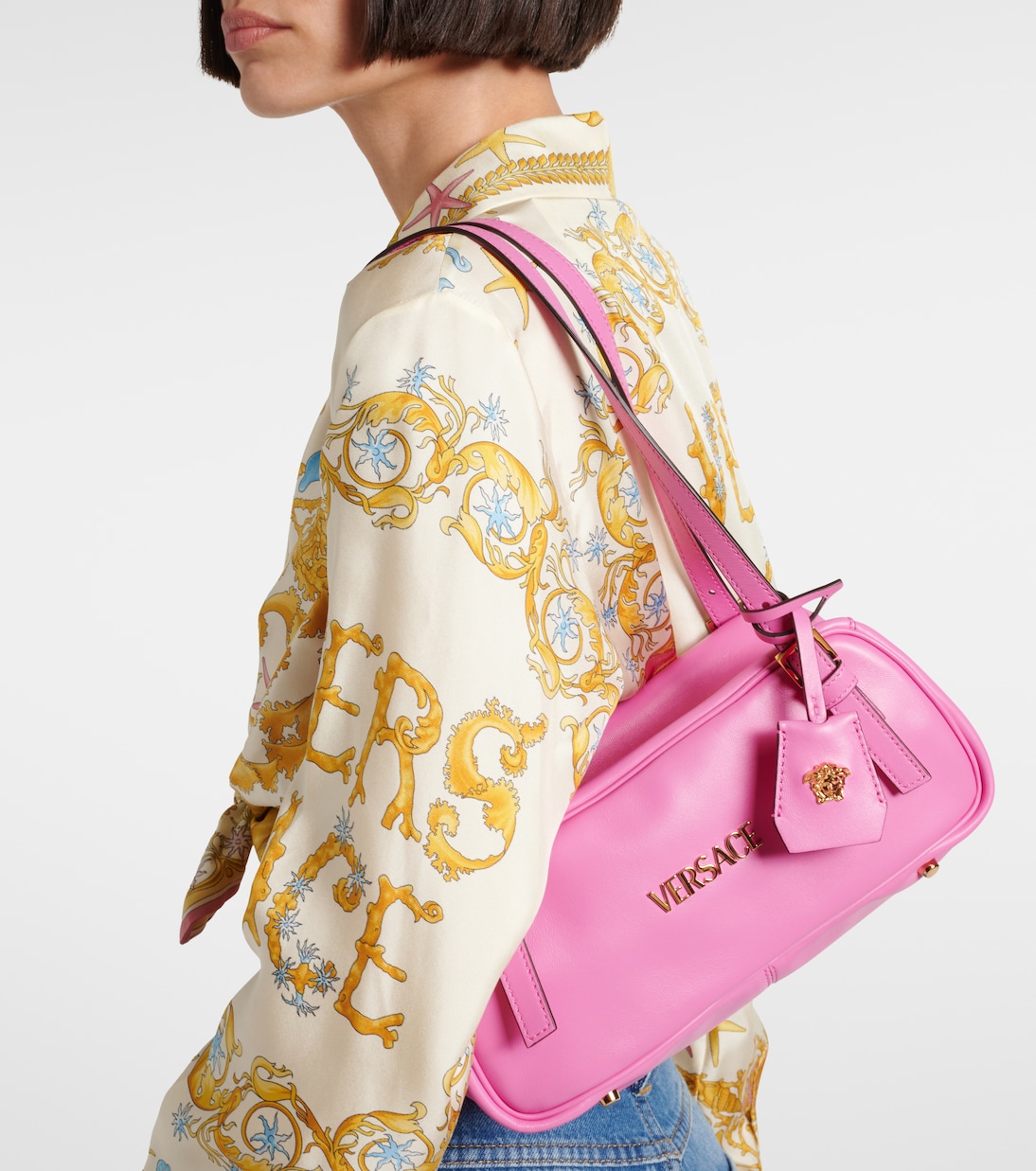Schultertasche Versace Tag Bowling aus Leder | Versace
