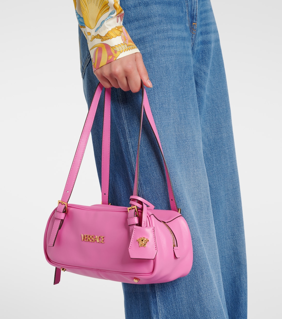Schultertasche Versace Tag Bowling aus Leder | Versace