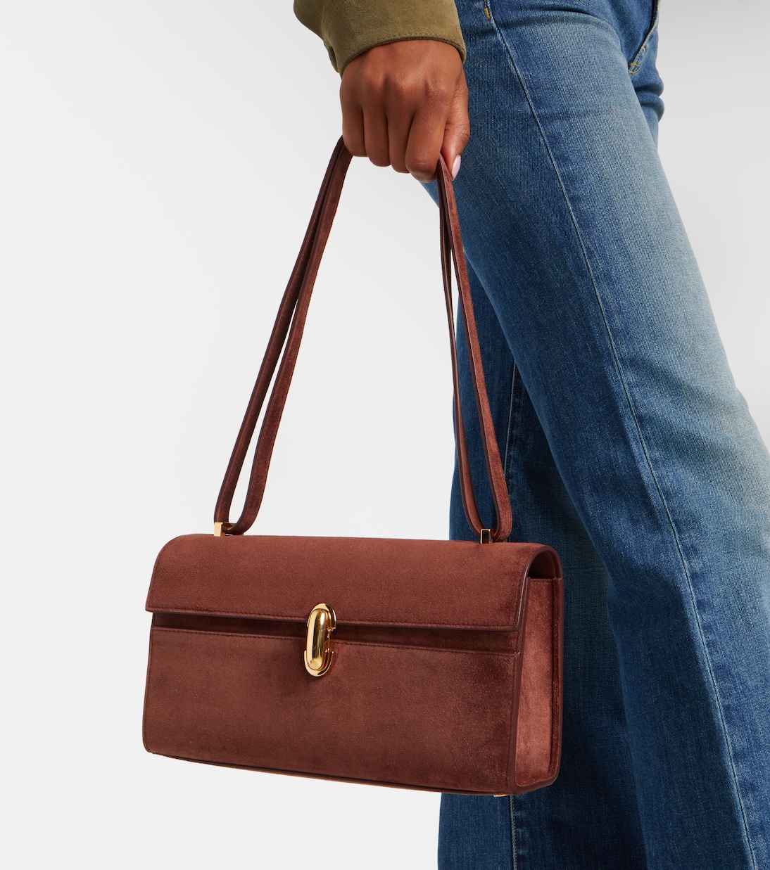 Schultertasche Symmetry 26 aus Veloursleder | Savette